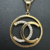 18K Yellow Gold CC Pendant Necklace with Natural Diamond Accent - 20" Chain