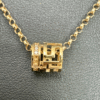 17" Yellow Gold Necklace with Barrel Pendant