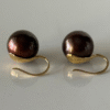 18k Gold Dangling Dark Chocolate Southsea Pearl Earring - 13mm