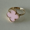 18k Gold Four-Petal Clover Ring with Pink Mother of Pearl – Size 6