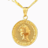18K Gold Queen Elizabeth II Pendant Necklace – 16”